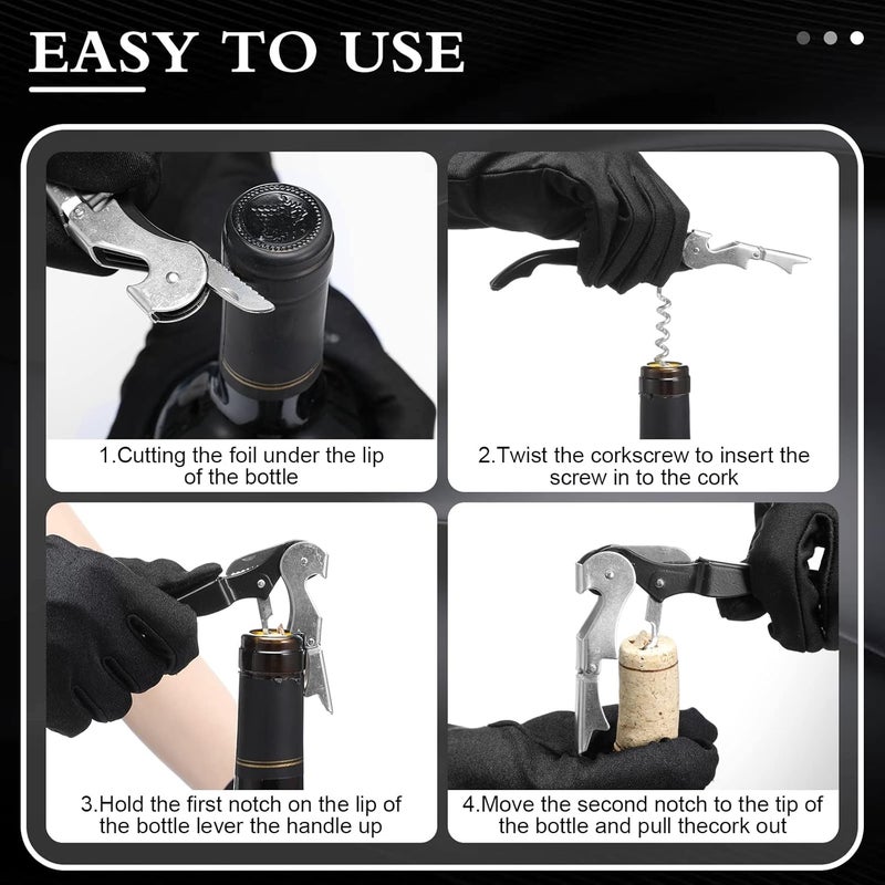 Raiten Waiter Corkscrew Wine Openers Heavy Duty Hinges Wine Key Bottle Opener All in One Double Hinged Waiter's Corkscrew with Foil Cutter Wine Tools for Bartenders Servers Sommelier (Black, 100 Pack) - Image 2